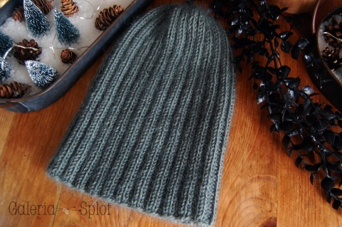 czapka merino z moherem zieleń