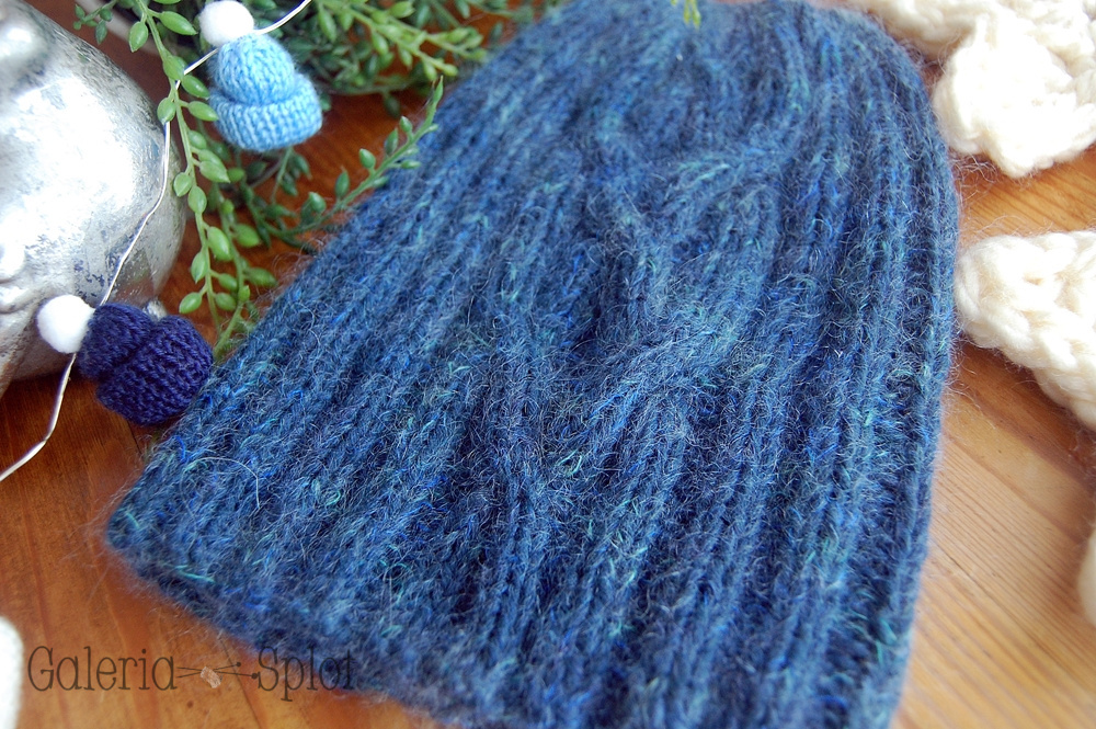 czapka kaszmir z moherem odcienie niebieskiego