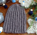 czapka - melanż brązu bawełna z alpaką
