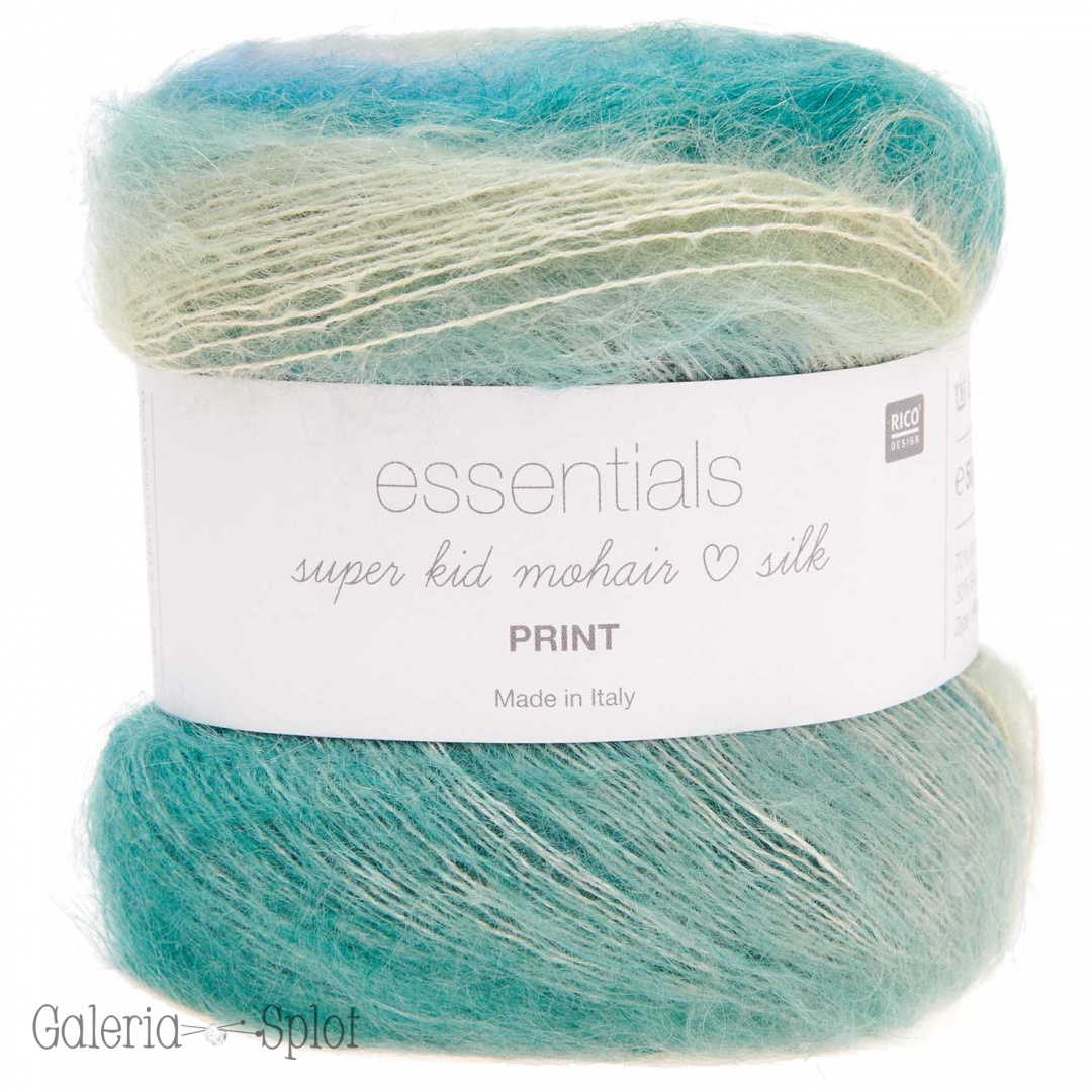 essentials super kid mohair silk Print spring - 011 zieleń, turkus essentials super kid mohair silk Print spring - 011 zieleń, turkus