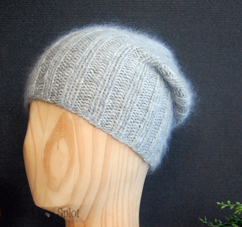 czapka merino z moherem - szary