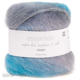 essentials super kid mohair silk Print summer- 013 niebieski, brąz