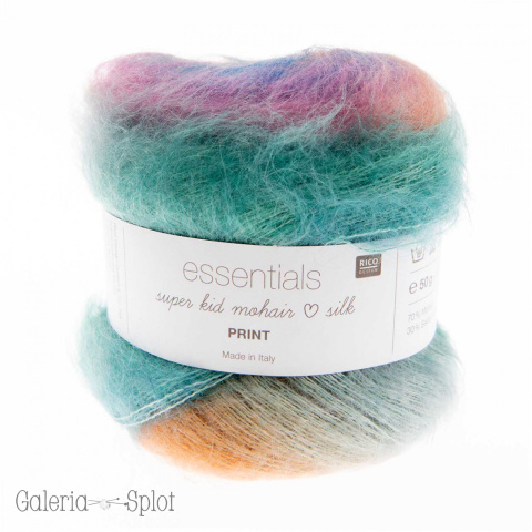 essentials super kid mohair silk Print spring - 004 turkus, róż