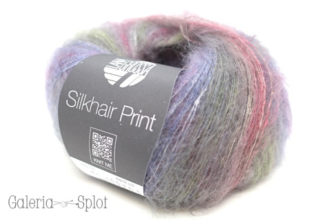 Silkhair Print - 401 - zieleń taupe beż ciemny róż