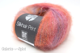 Silkhair Print - 406 - łososiowy, fiolet, taupe, niebieski