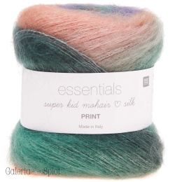 essentials super kid mohair silk Print autumn -012 zieleń, fiolet, brąz