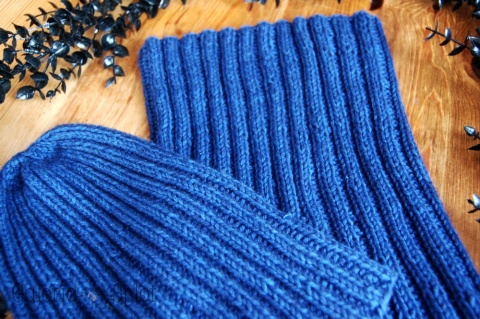 czapka i komin - niebieski